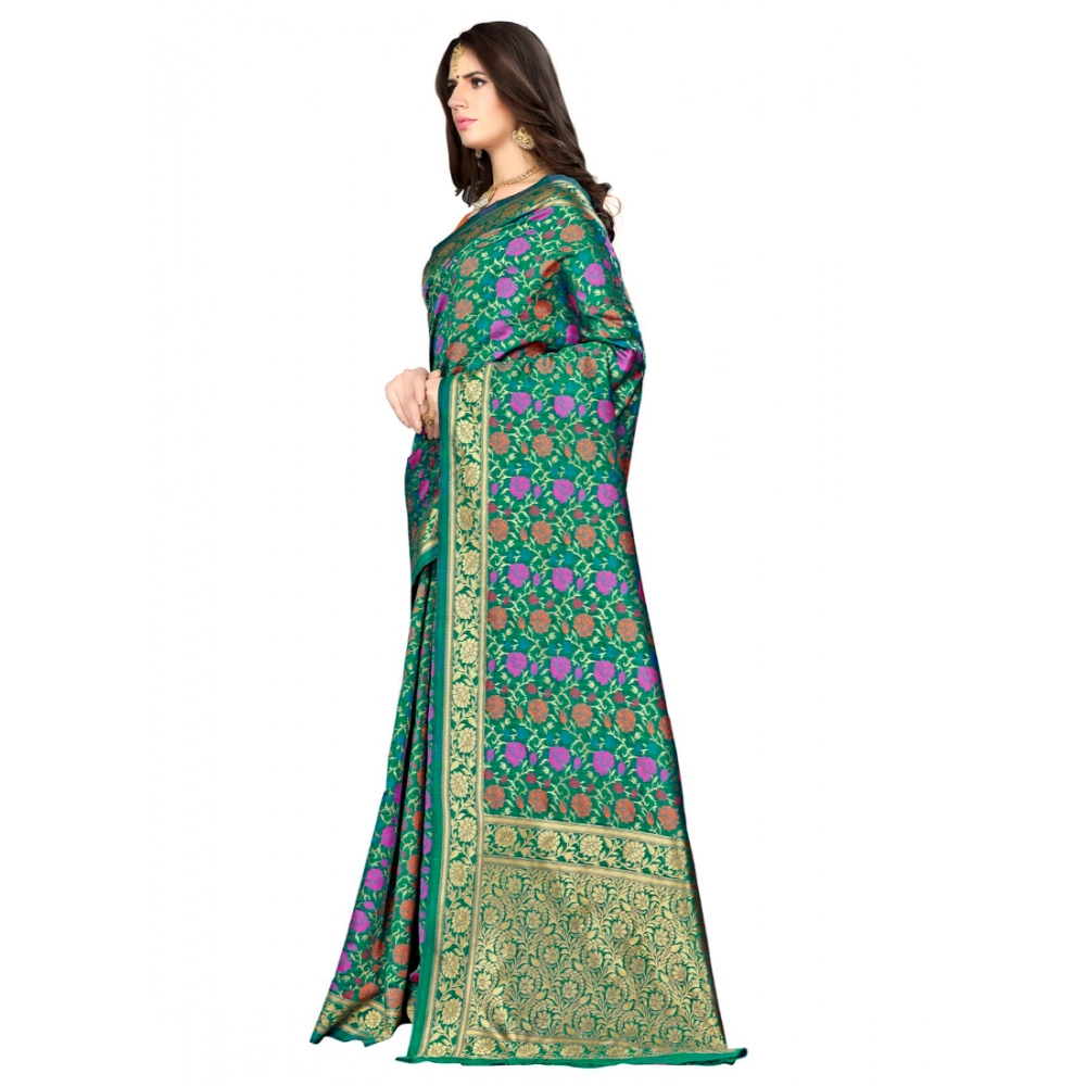Generic Women's Banarasi silk Saree with Blouse (Multi, 5-6mtr) - Image 2