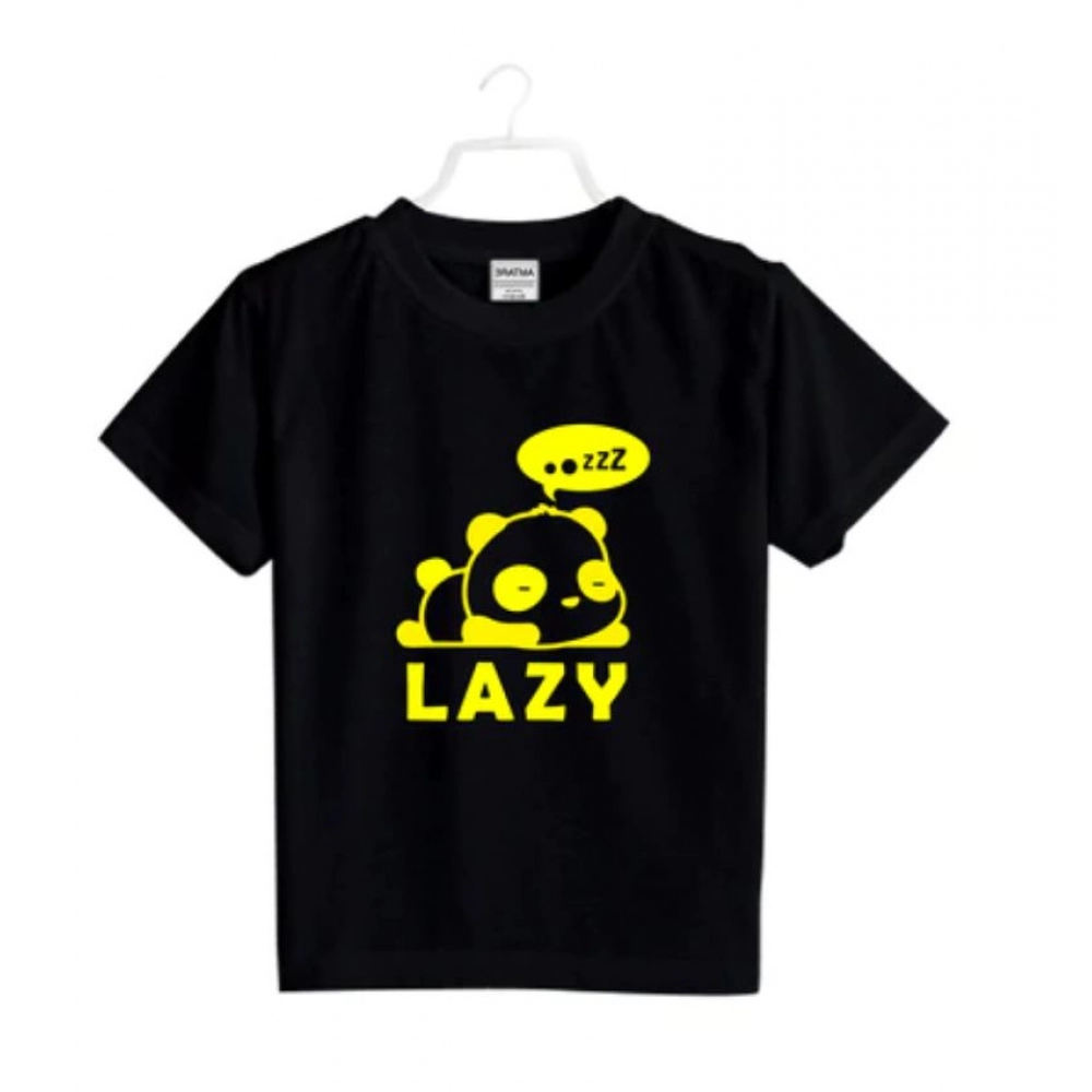 Generic Boys Cotton Lazy Half Sleeve TShirt (Black) - Image 4