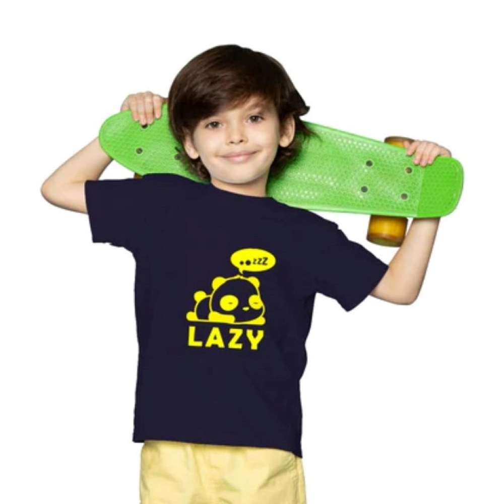 Generic Boys Cotton Lazy Half Sleeve TShirt (Black) - Image 2