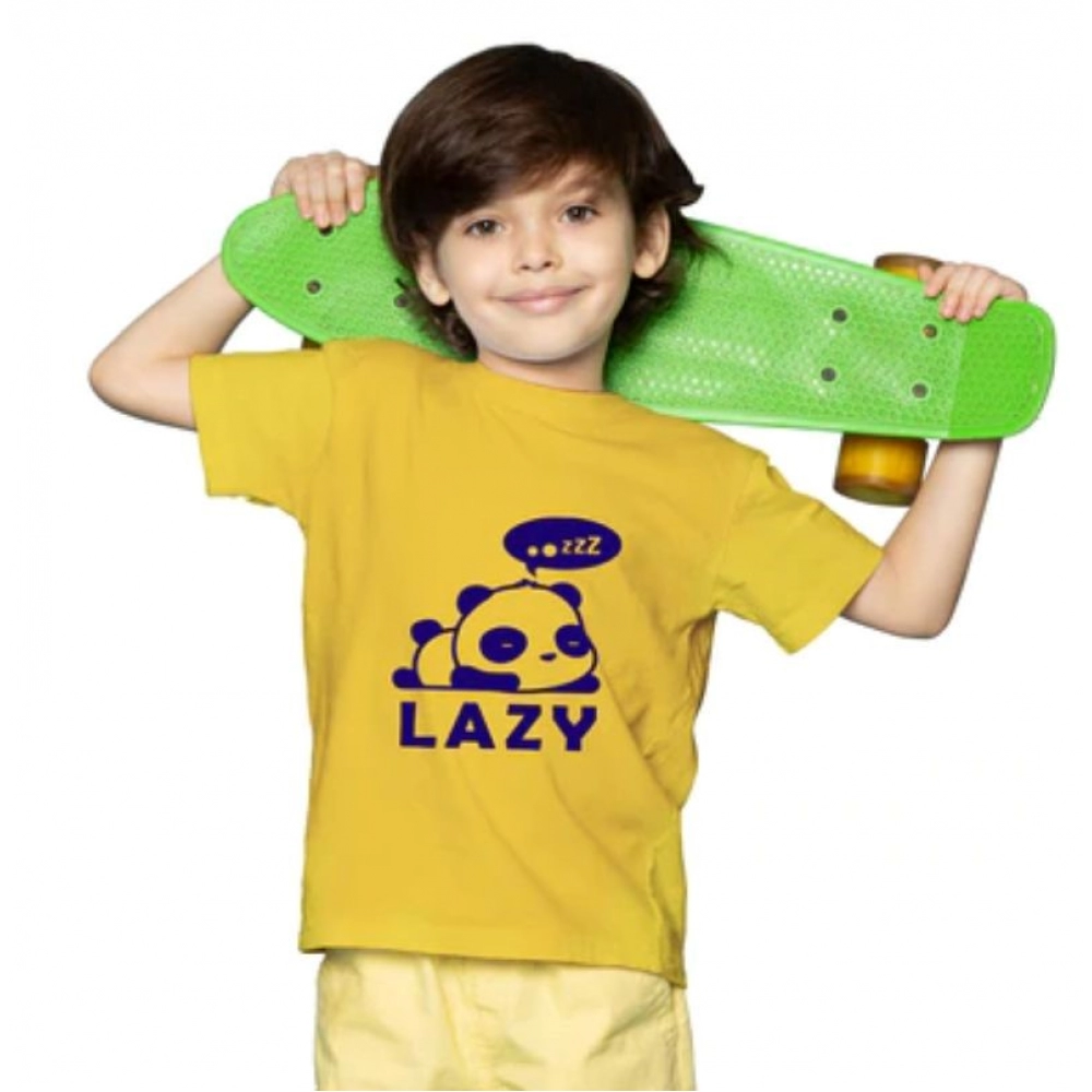 Generic Boys Cotton Lazy Half Sleeve TShirt (Mustard) - Image 2