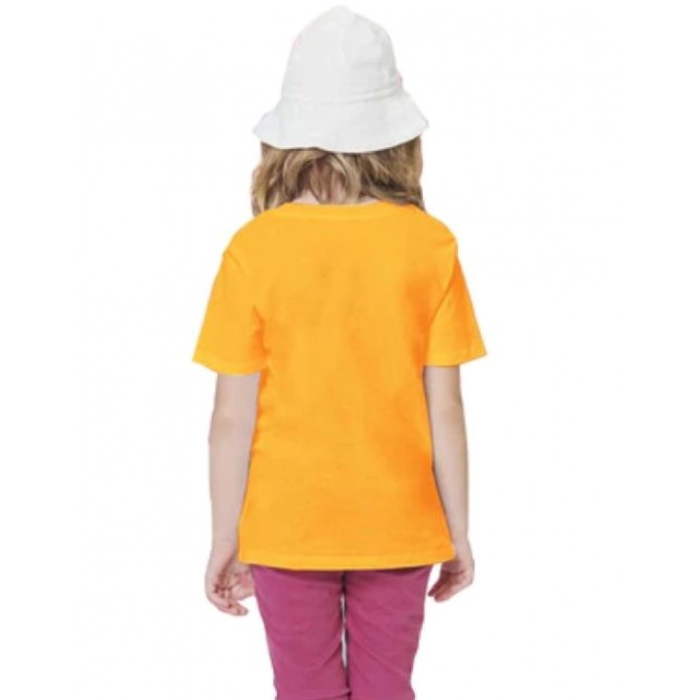 Generic Girls Cotton Akashi Half Sleeve TShirt (Yellow) - Image 4