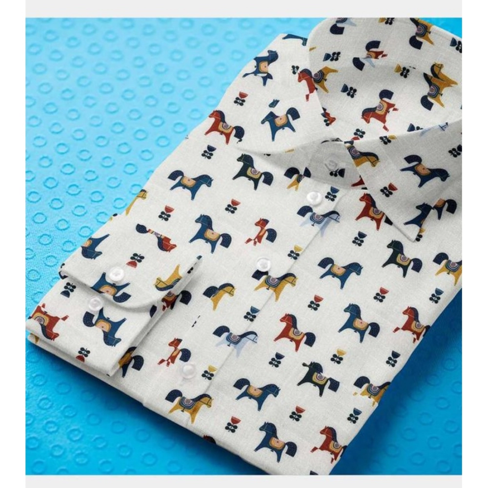 Generic Men's Cotton Blended Printed Full Sleeve Shirt (Multicolor) - Image 5