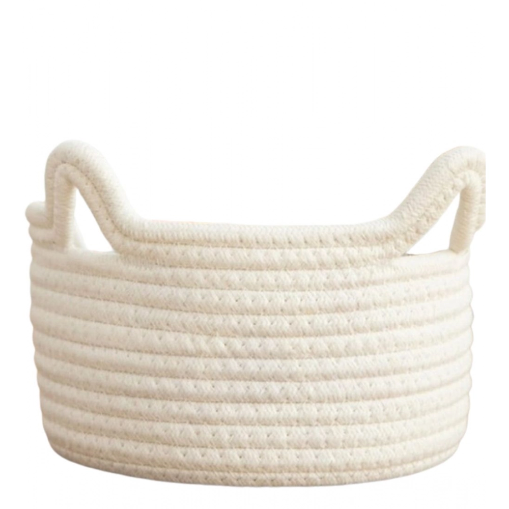 Generic Cotton Pack Of_1 Cat Basket 8x4 Inch Storage Basket For Clothes (White) - Image 2
