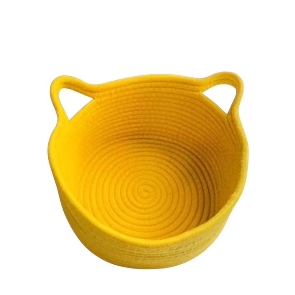 Generic Cotton Pack Of_1 Plain Cat Basket 9x5 Inch (Yellow) - Image 2