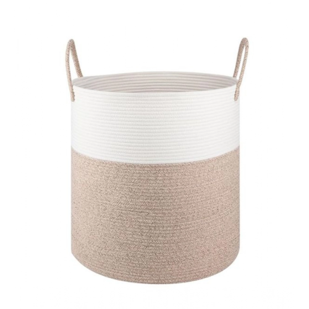 Generic Cotton 12x14 Inch-Kidi-Handle Storage Basket For Clothes With Out Lid (Kidi-White) - Image 2