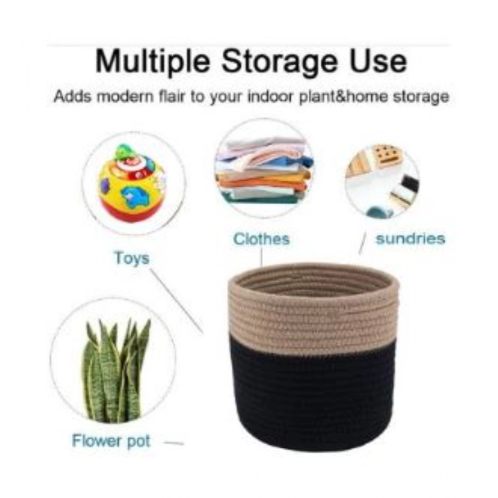 Generic Cotton Flower Pot With Out Lid (Beige-Black) - Image 4