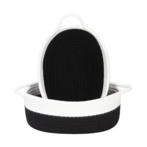 Generic Cotton Black White 2 Pcs Storage Basket For Clothes (Black-White)