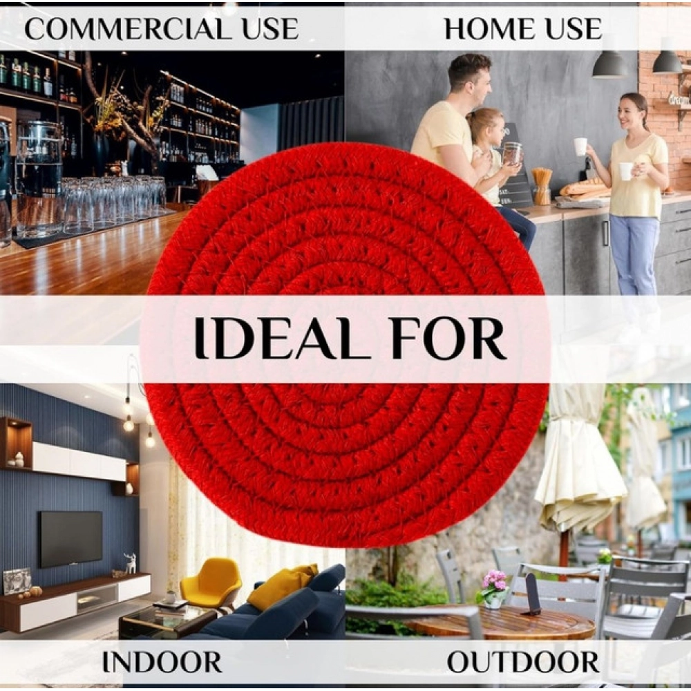 Generic Cotton Pack Of_2 Rope Drink Coasters 4 Pcs Set (Red) - Image 3