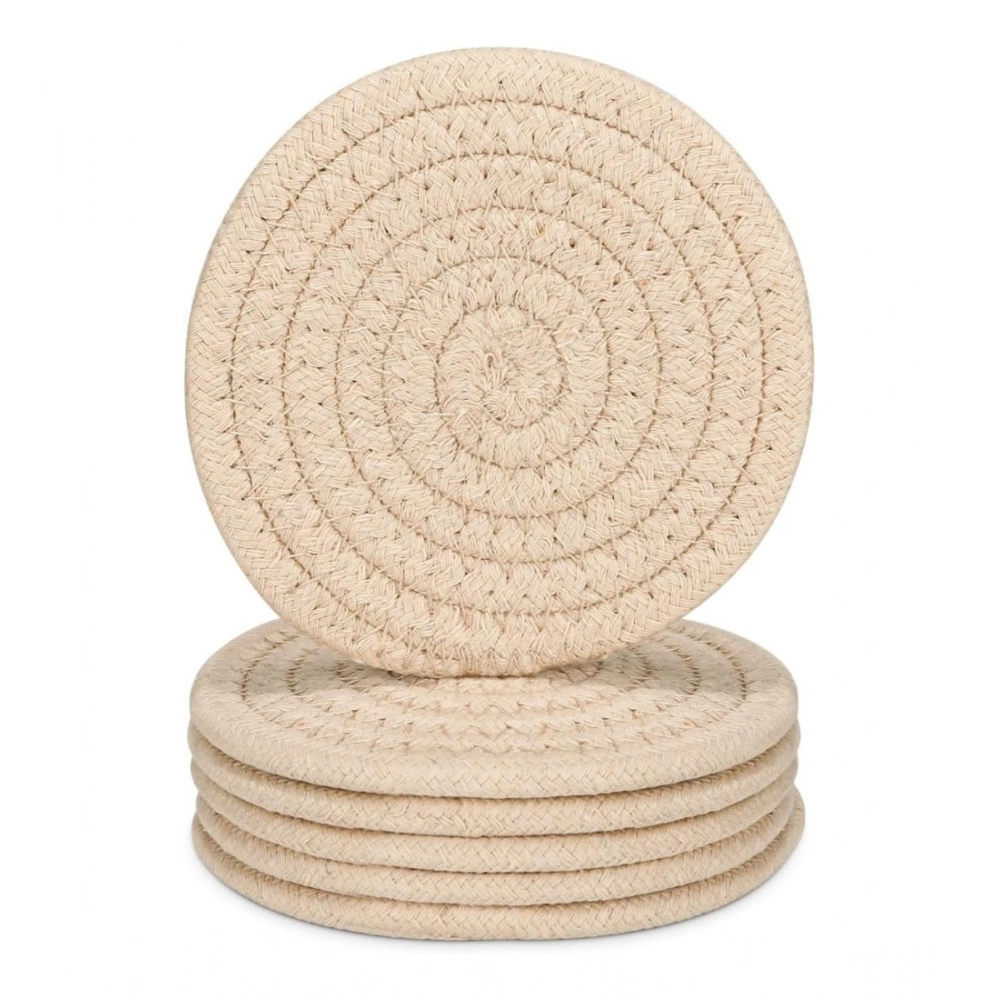 Generic Cotton Rope Drink Coasters 6 Pcs Set (Cream) - Image 2