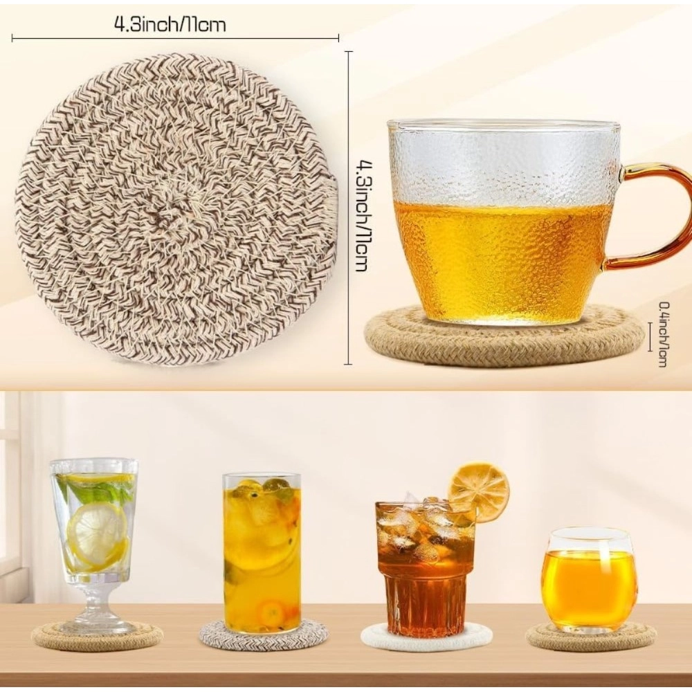 Generic Cotton Rope Drink Coasters 6 Pcs Set (Mix) - Image 3