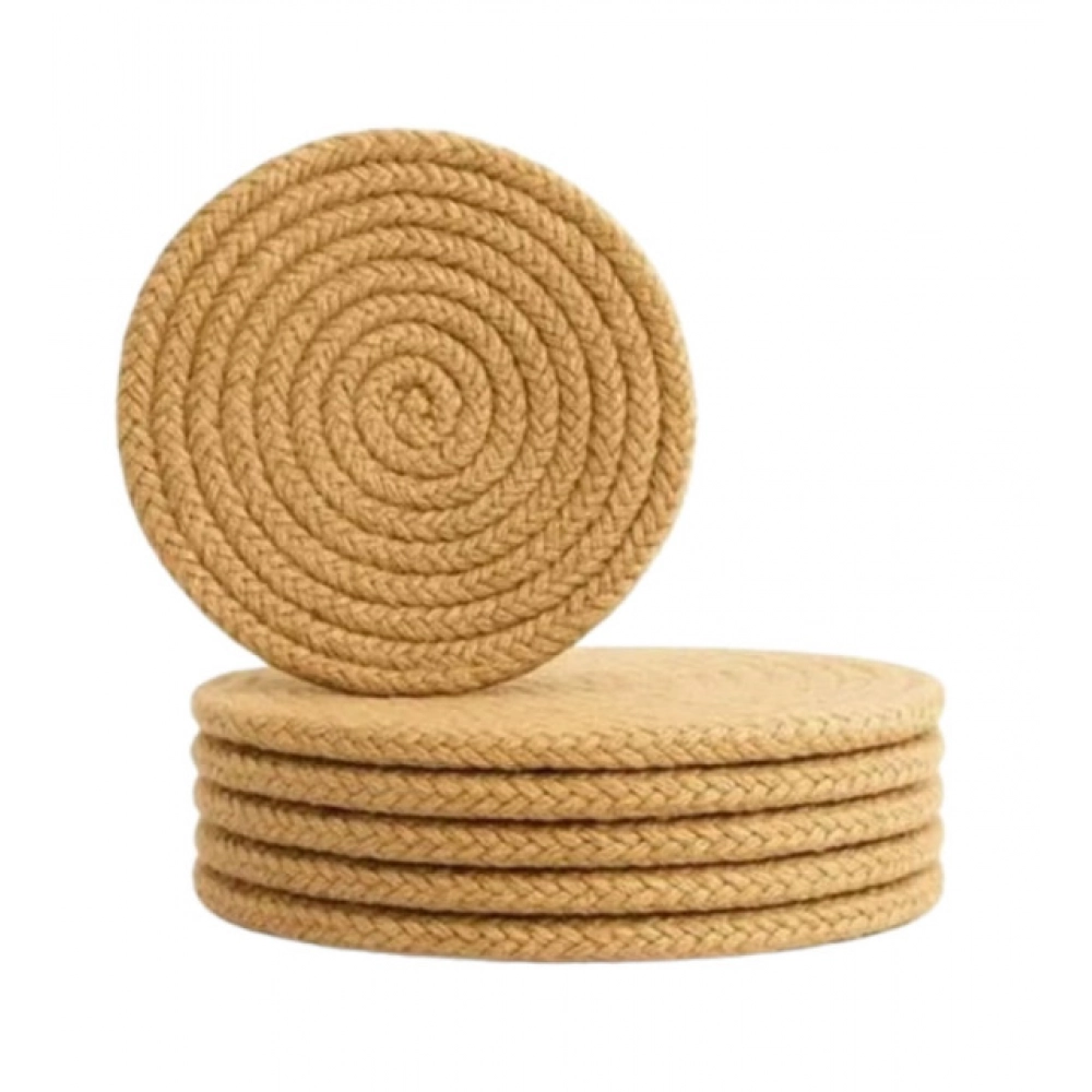 Generic Cotton Rope Drink Coasters 6 Pcs Set (Beige) - Image 2