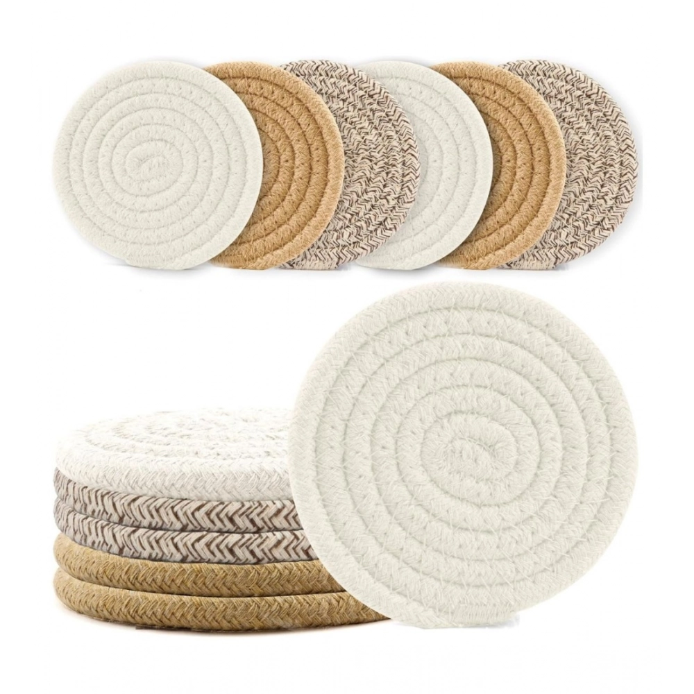 Generic Cotton Rope Drink Coasters 6 Pcs Set (Multicolor) - Image 2
