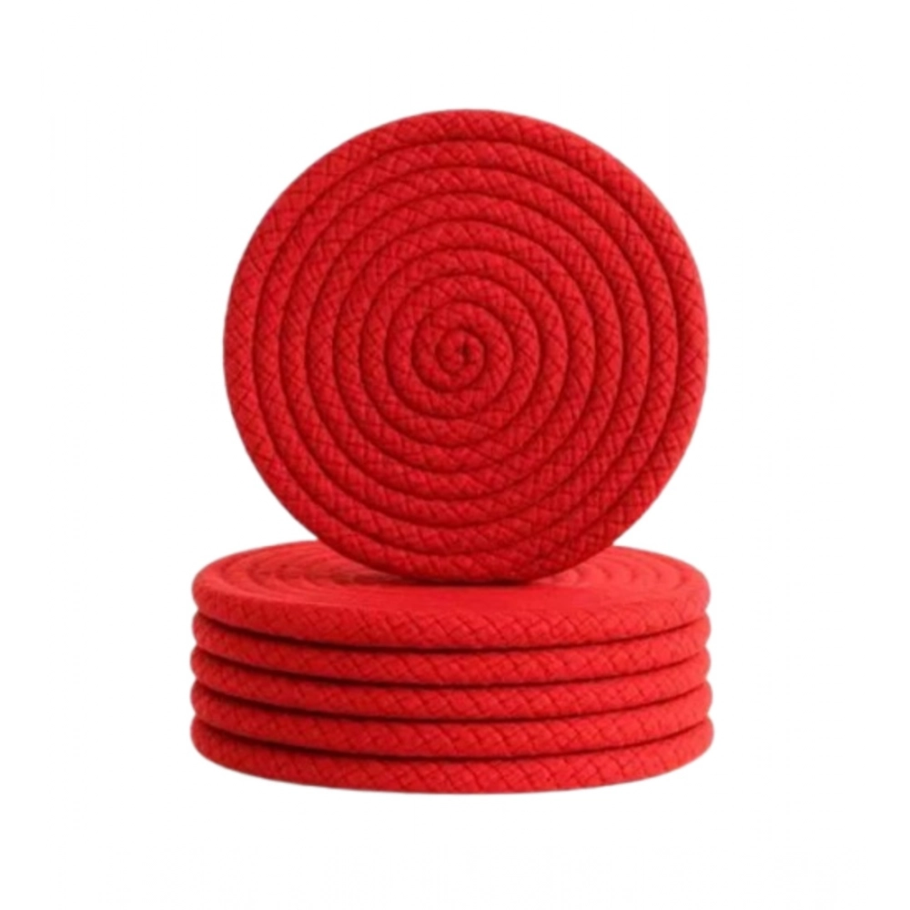Generic Cotton Rope Drink Coasters 6 Pcs Set (Red) - Image 2