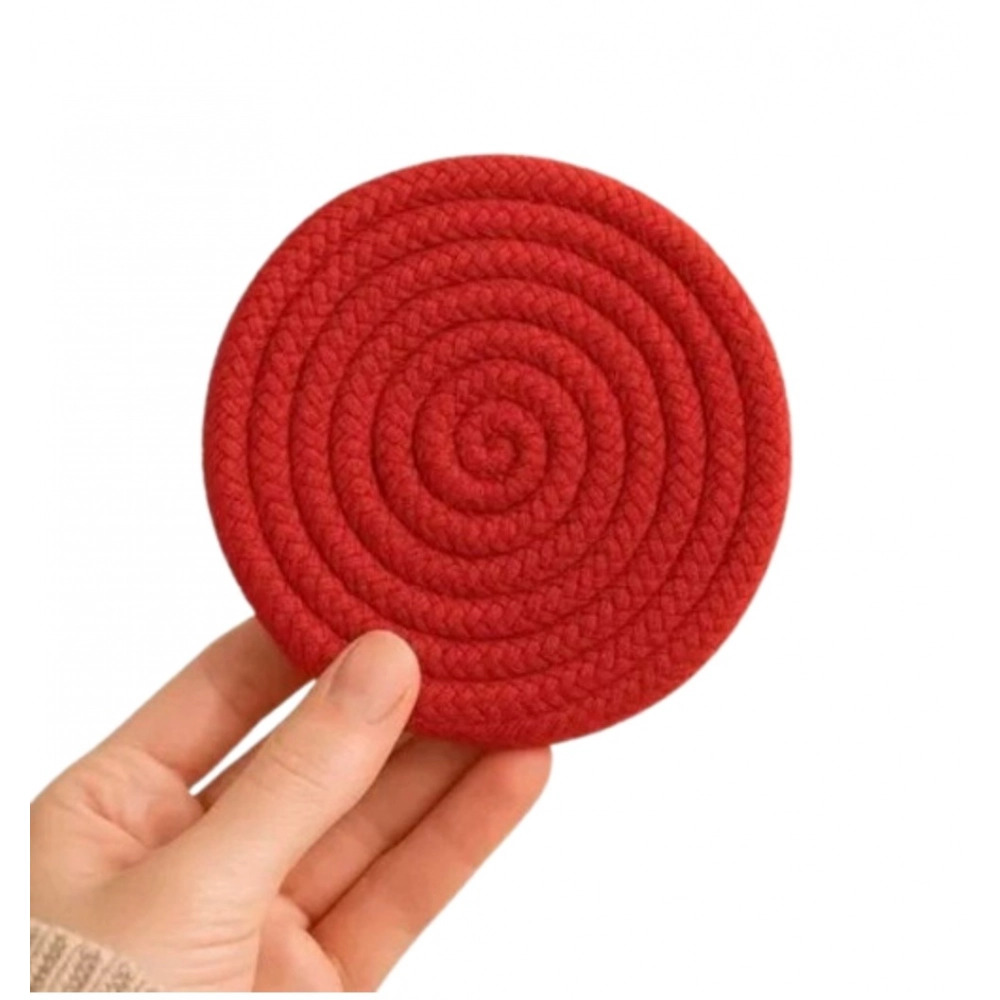 Generic Cotton Rope Drink Coasters 6 Pcs Set (Red) - Image 3