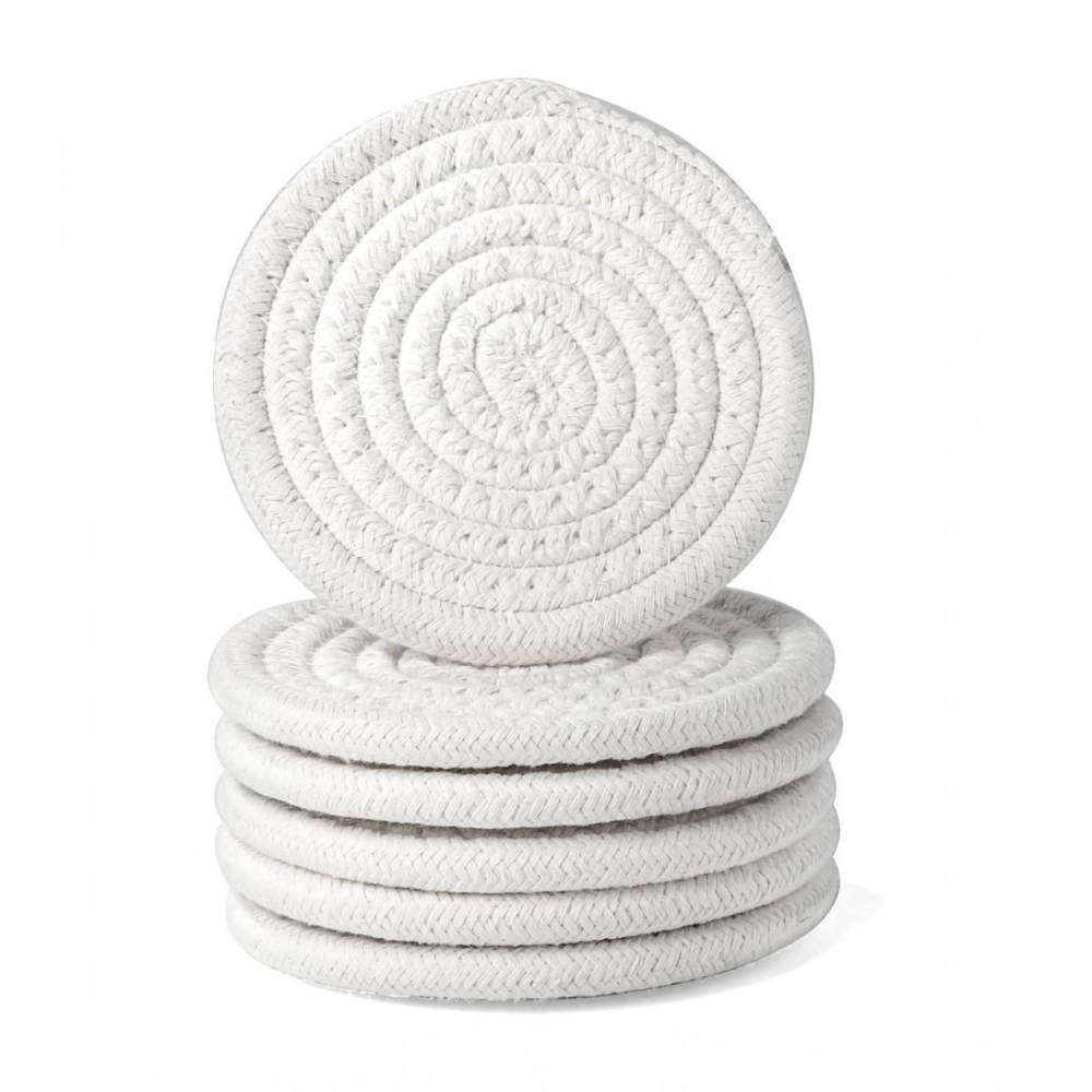 Generic Cotton Rope Drink Coasters 6 Pcs Set (White)