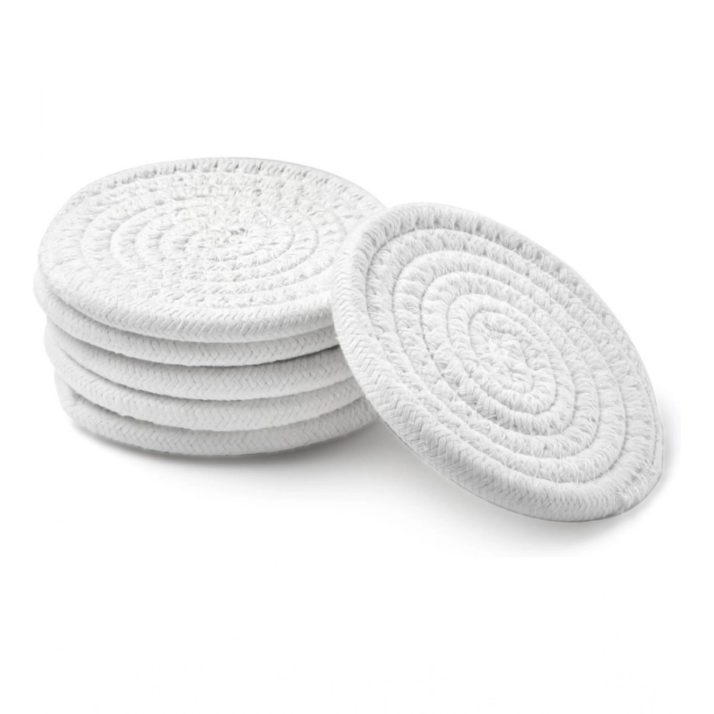 Generic Cotton Rope Drink Coasters 6 Pcs Set (White) - Image 4
