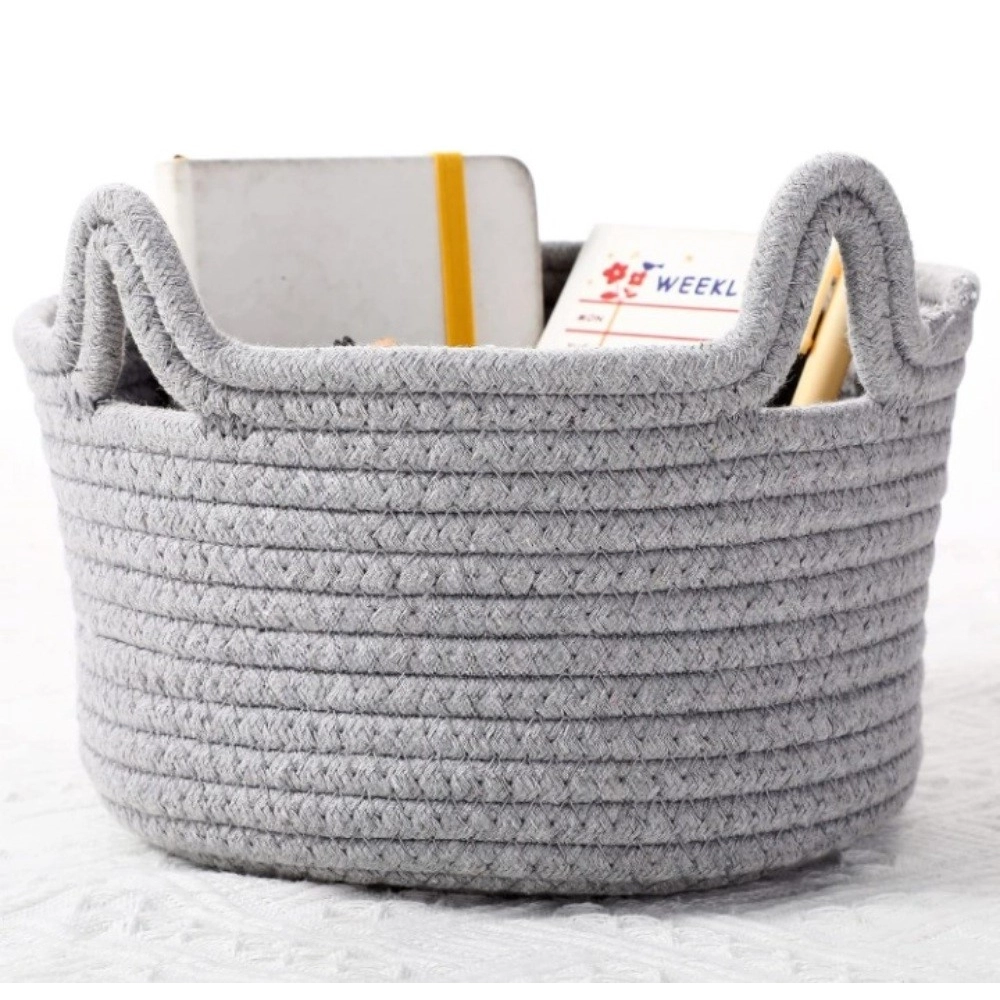 Generic Cotton Pack Of_1 Cat Basket 8x4 Inch Storage Basket For Clothes (Grey) - Image 2