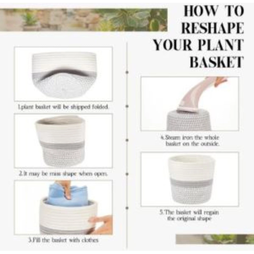 Generic Cotton Flower Pot With Out Lid (Gray-White) - Image 3