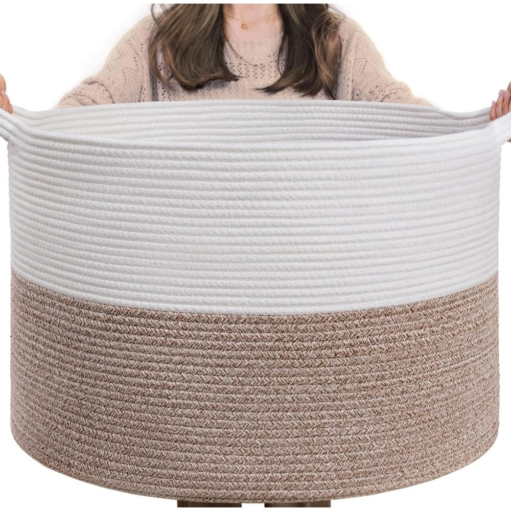 Generic Cotton Pack Of_1 16x14 Inch Storage Basket For Clothes With Out Lid (Kidi-White) - Image 2
