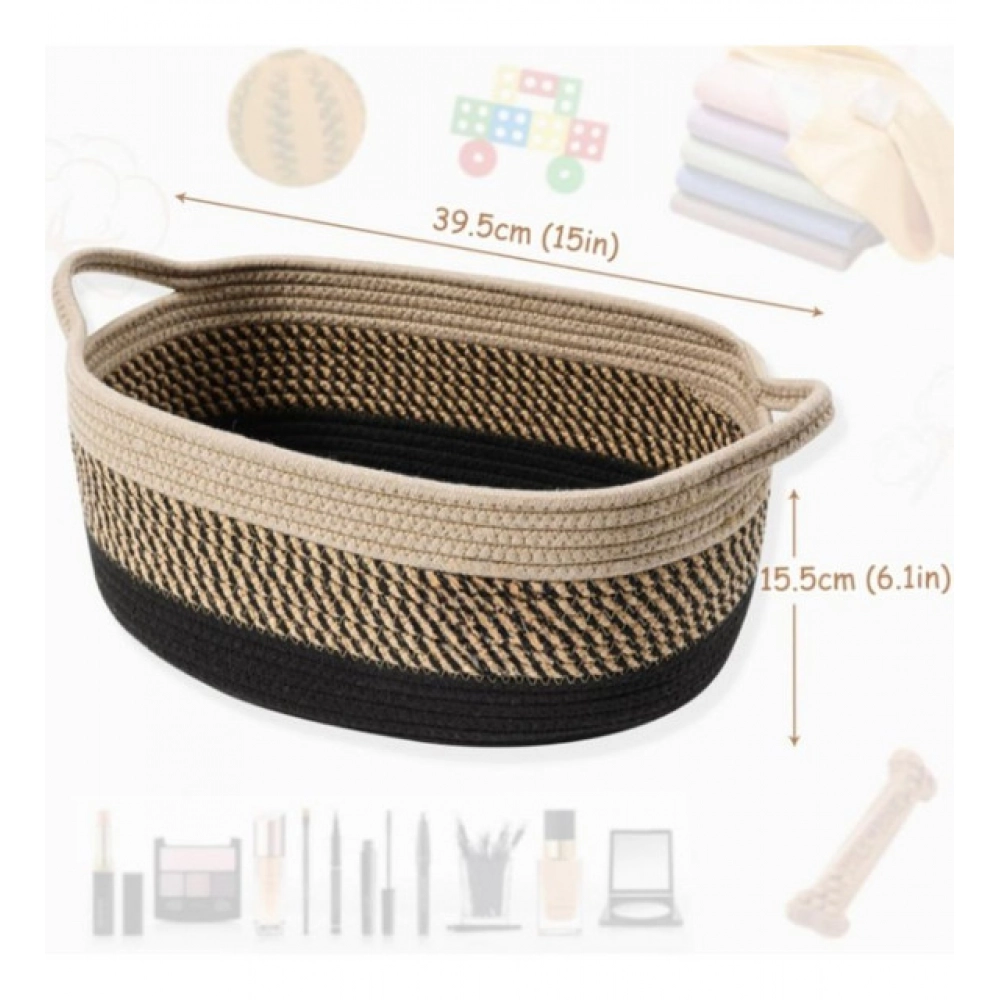 Generic Cotton Pack Of_1 Baby Basket 15x6 Inch Storage Basket For Clothes (Brown) - Image 3
