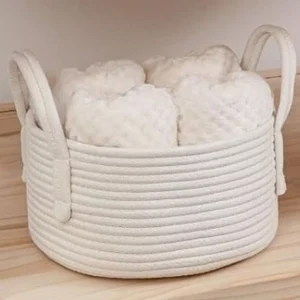 Generic Cotton Pack Of_1 Basket 7x5 Inch Storage Basket For Clothes (White)