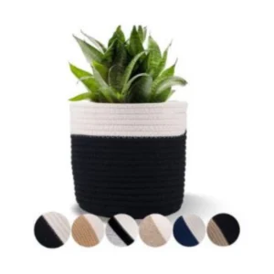 Generic Cotton Flower Pot With Out Lid (White-Black)