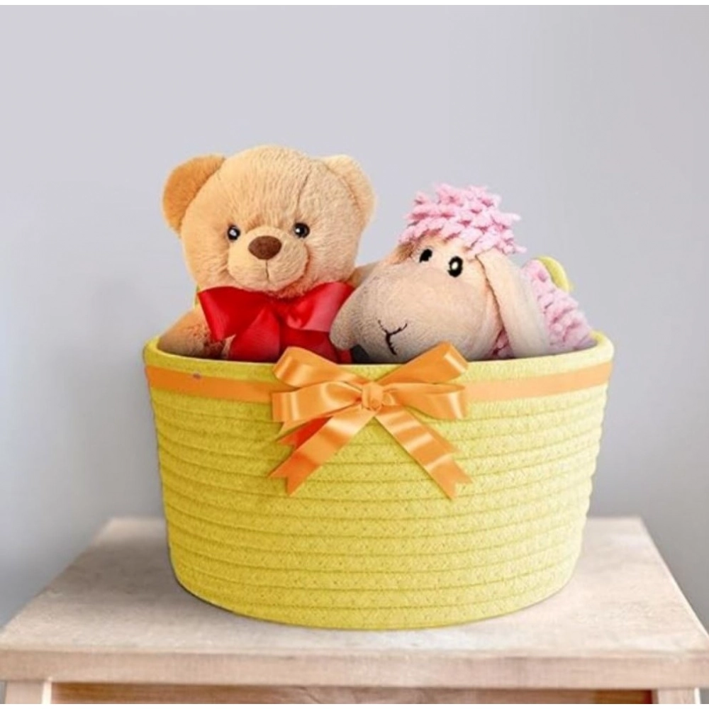 Generic Cotton Pack Of_1 Plain Cat Basket 9x5 Inch (Yellow) - Image 4