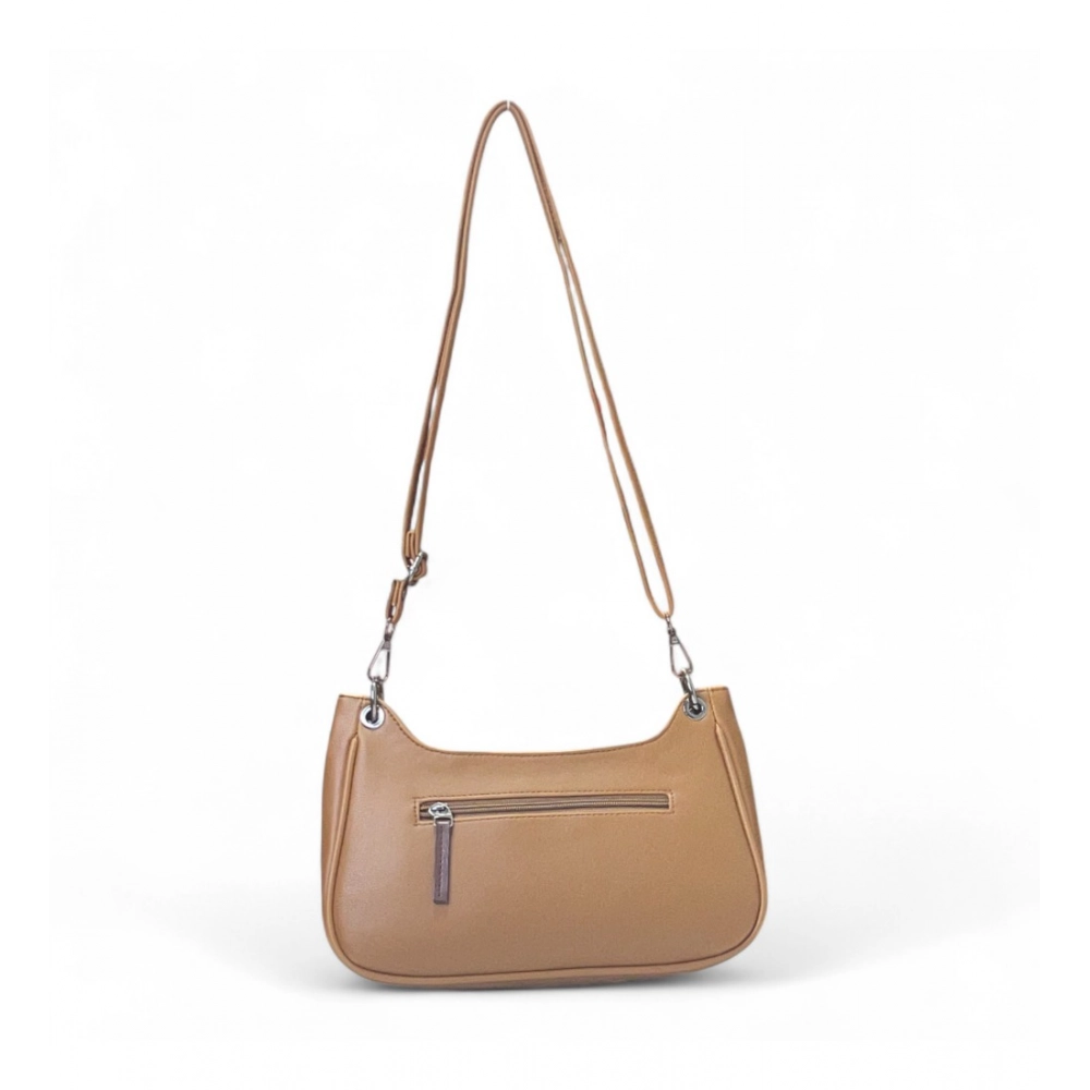 Generic Women's Polyurethane Floral Embroidered Crossbody Sling Bag with Adjustable & Removable Strap (Tan) - Image 4