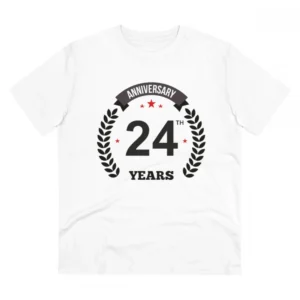 Generic Men's PC Cotton 24th Anniversary Printed T Shirt (Color: White, Thread Count: 180GSM)
