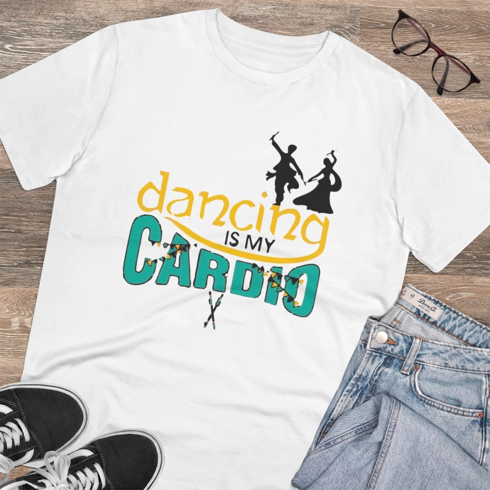 Generic Men's PC Cotton Dancing Is My Cardio Printed T Shirt (Color: White, Thread Count: 180GSM) - Image 4