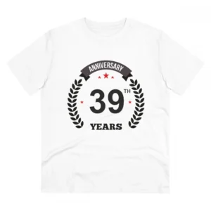 Generic Men's PC Cotton 39th Anniversary Printed T Shirt (Color: White, Thread Count: 180GSM)