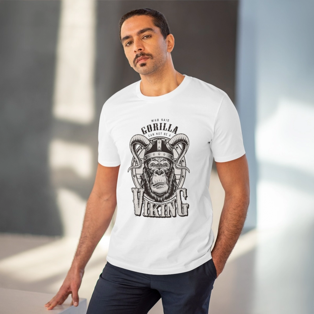 Generic Men's PC Cotton Gorila Desing Printed T Shirt (Color: White, Thread Count: 180GSM) - Image 2