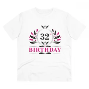 Generic Men's PC Cotton 32nd Birthday Printed T Shirt (Color: White, Thread Count: 180GSM)