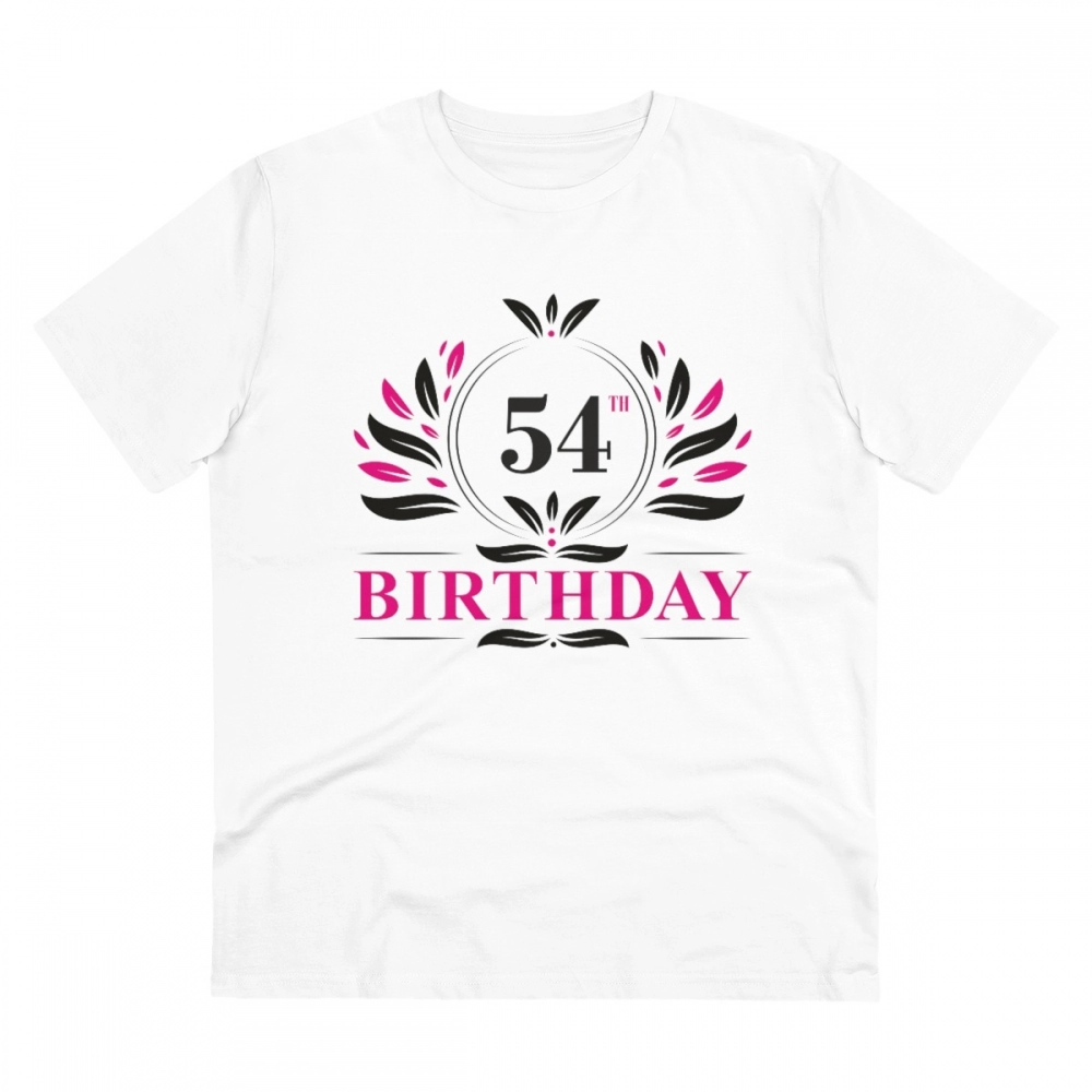 Generic Men's PC Cotton 54th Birthday Printed T Shirt (Color: White, Thread Count: 180GSM)