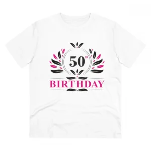 Generic Men's PC Cotton 50th Birthday Printed T Shirt (Color: White, Thread Count: 180GSM)