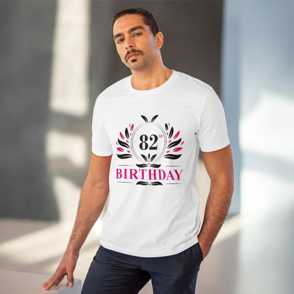 Generic Men's PC Cotton 82nd Birthday Printed T Shirt (Color: White, Thread Count: 180GSM) - Image 2
