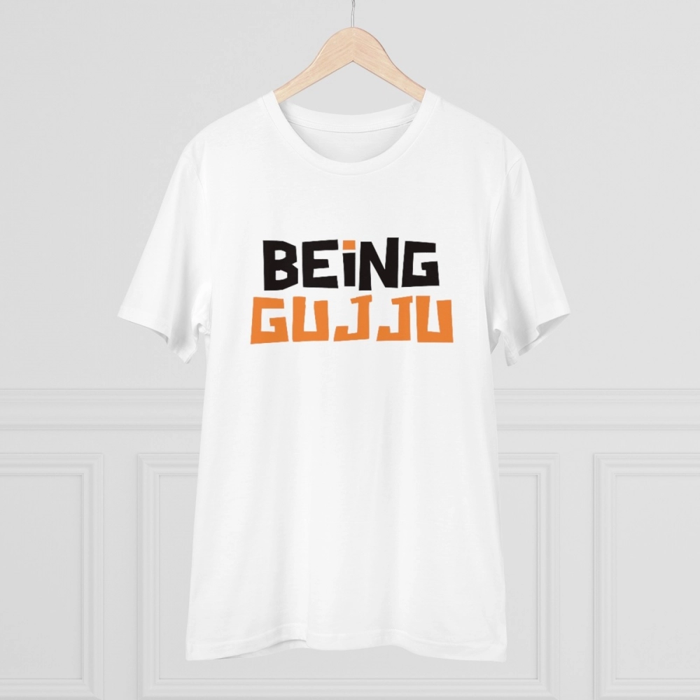 Generic Men's PC Cotton Being Gujju Printed T Shirt (Color: White, Thread Count: 180GSM) - Image 5