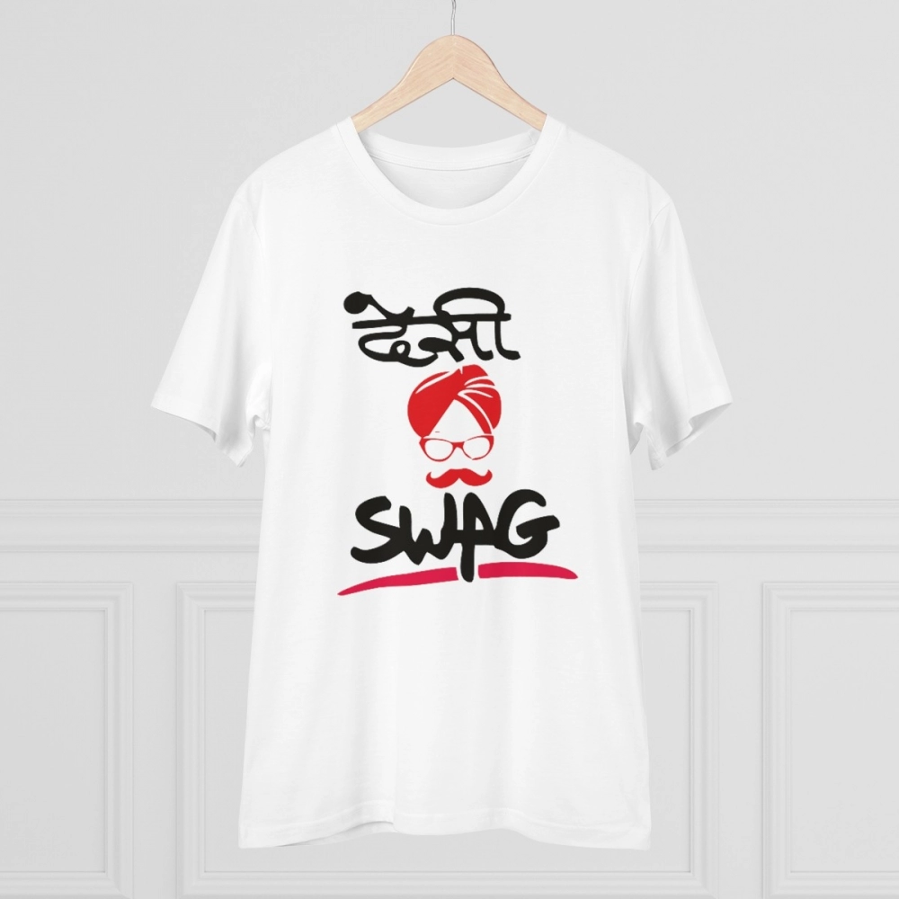 Generic Men's PC Cotton Desi Swag Printed T Shirt (Color: White, Thread Count: 180GSM) - Image 5
