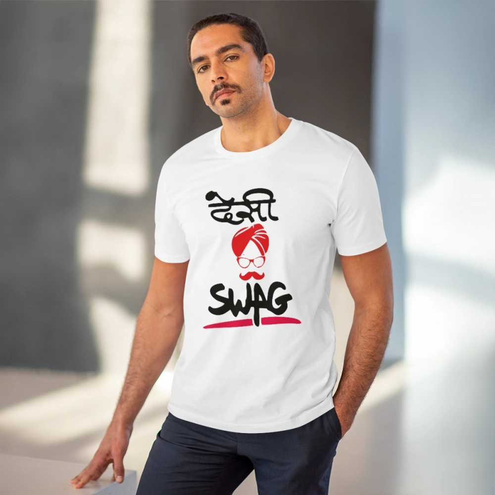 Generic Men's PC Cotton Desi Swag Printed T Shirt (Color: White, Thread Count: 180GSM) - Image 2
