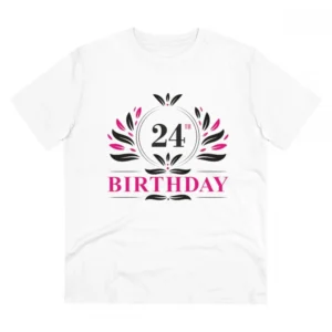 Generic Men's PC Cotton 24th Birthday Printed T Shirt (Color: White, Thread Count: 180GSM)