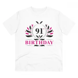 Generic Men's PC Cotton 91st Birthday Printed T Shirt (Color: White, Thread Count: 180GSM)