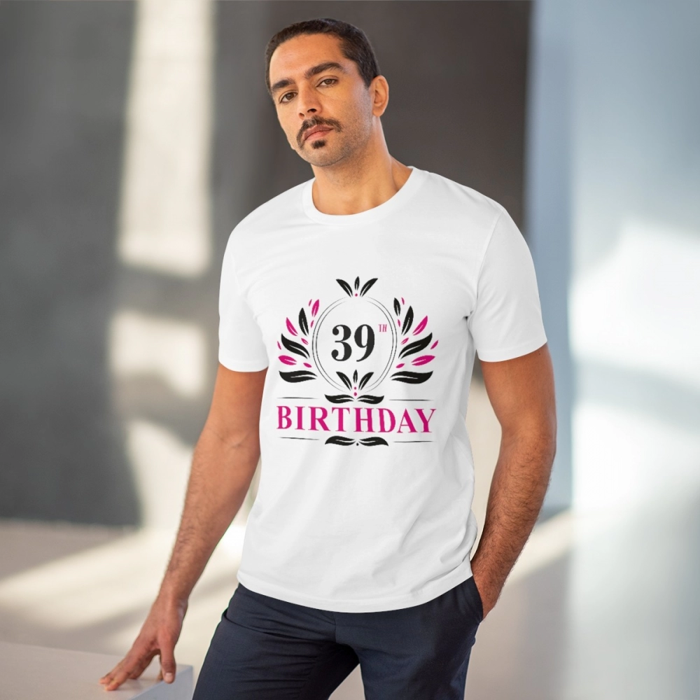 Generic Men's PC Cotton 39th Birthday Printed T Shirt (Color: White, Thread Count: 180GSM) - Image 2