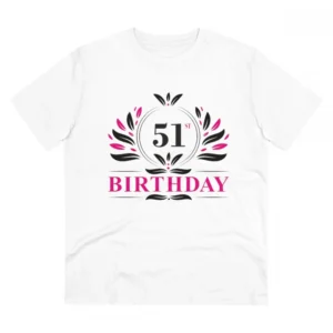 Generic Men's PC Cotton 51st Birthday Printed T Shirt (Color: White, Thread Count: 180GSM)