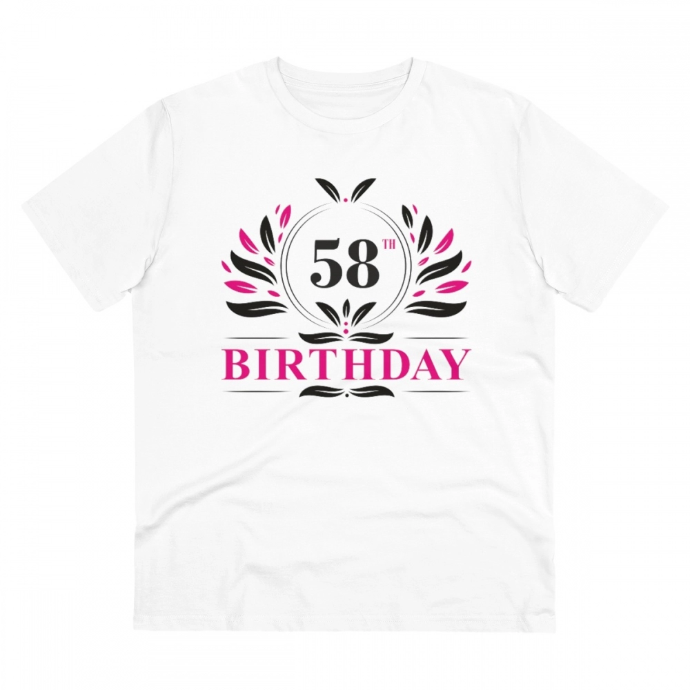 Generic Men's PC Cotton 58th Birthday Printed T Shirt (Color: White, Thread Count: 180GSM)