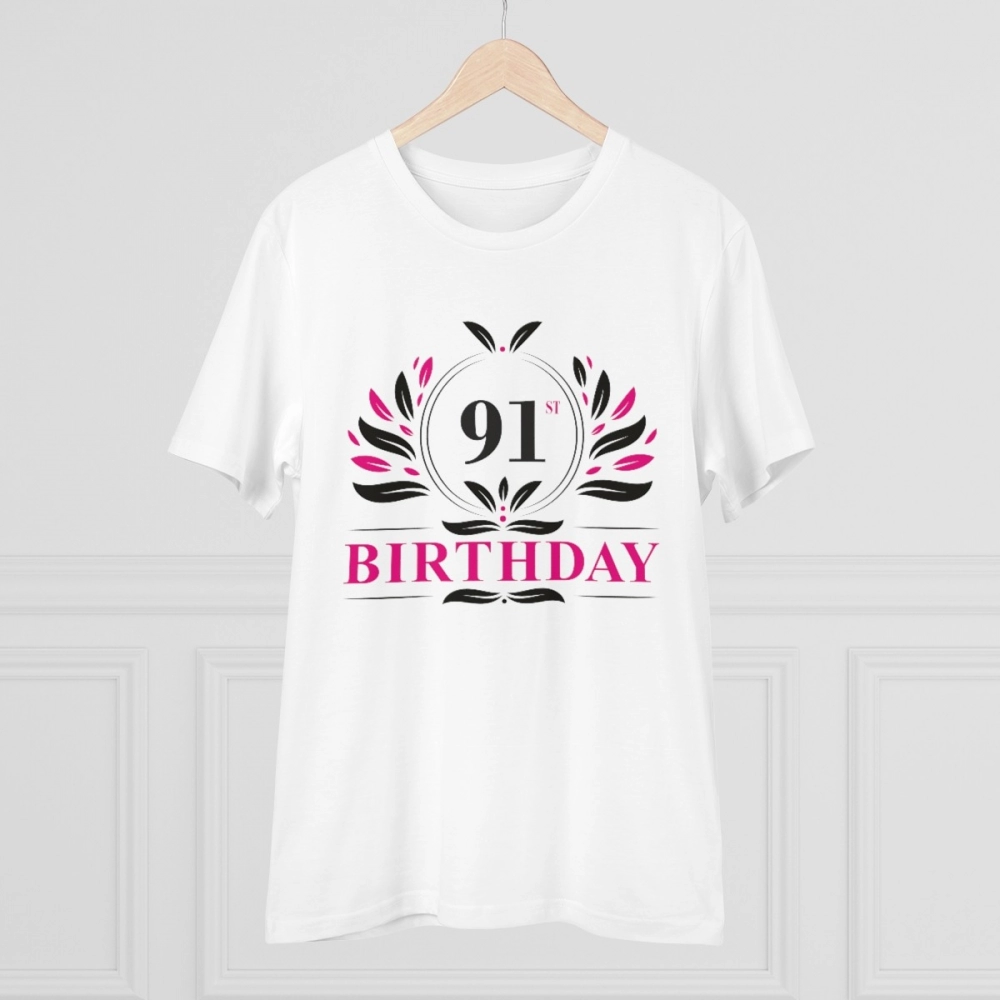 Generic Men's PC Cotton 91st Birthday Printed T Shirt (Color: White, Thread Count: 180GSM) - Image 5
