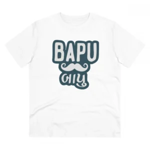 Generic Men's PC Cotton Baapu Printed T Shirt (Color: White, Thread Count: 180GSM)