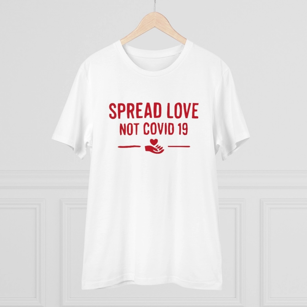 Generic Men's PC Cotton Spread Love Not Covid 19 Printed T Shirt (Color: White, Thread Count: 180GSM) - Image 5