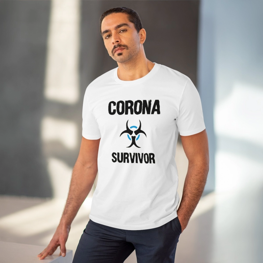 Generic Men's PC Cotton Corona Survivor Printed T Shirt (Color: White, Thread Count: 180GSM) - Image 2