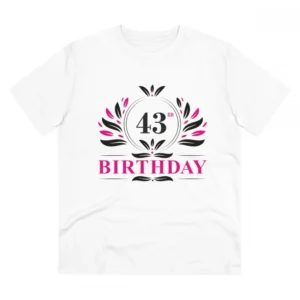 Generic Men's PC Cotton 43rd Birthday Printed T Shirt (Color: White, Thread Count: 180GSM)