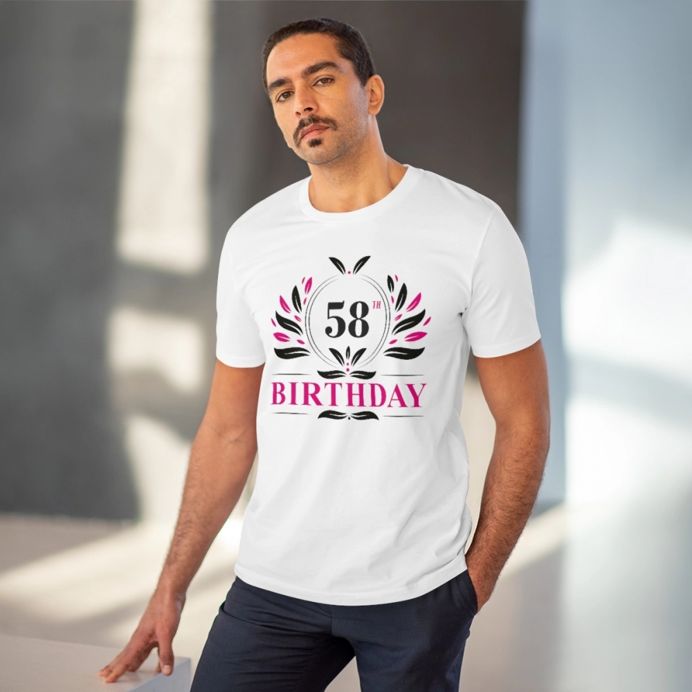 Generic Men's PC Cotton 58th Birthday Printed T Shirt (Color: White, Thread Count: 180GSM) - Image 2